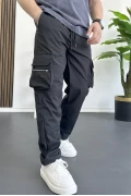 Erkek İnce Baggy Kalıp Kargo Pantolon Siyah Edw164