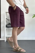 Erkek Likralı Regular Fit Şort Bordo Edw163