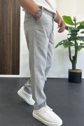Erkek Normal Kesim Keten Pantolon Gri Edw386