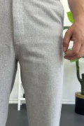 Erkek Normal Kesim Keten Pantolon Gri Edw386