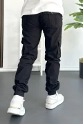 Erkek Paçası Lastikli Kargo Cepli Pantolon Siyah Edw353