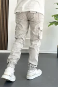 Erkek Paçası Lastikli Kargo Cepli Pantolon Taş Rengi Edw353