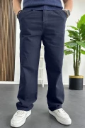 Erkek Rahat Kalıp Keten Pantolon Lacivert Edw266