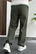 Erkek Rahat Kalıp Keten Pantolon Yeşil Edw266