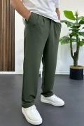 Erkek Rahat Kalıp Pileli Pantolon Yeşil Edw402