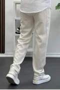 Erkek Rahat Kesim Keten Pantolon Beyaz Edw138