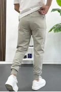Erkek Regular Fit Dar Paça Lastik Paça Eşofman Altı Bej Edw406