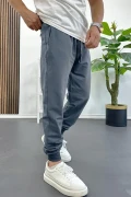 Erkek Regular Fit Dar Paça Lastik Paça Eşofman Altı Füme Edw406