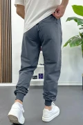 Erkek Regular Fit Dar Paça Lastik Paça Eşofman Altı Füme Edw406