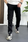 Erkek Regular Kargo Cepli Pantolon Siyah Edw232