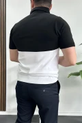 Erkek Renk Bloklu Polo Yaka Yarım Fermuarlı Tişört Beyaz Edw234