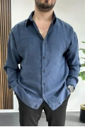 Erkek Salaş Modal Kumaş Gömlek Mavi Edw267