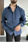 Erkek Salaş Modal Kumaş Gömlek Mavi Edw267