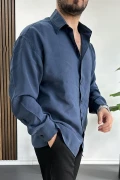 Erkek Salaş Modal Kumaş Gömlek Mavi Edw267