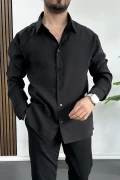 Erkek Salaş Modal Kumaş Gömlek Siyah Edw267