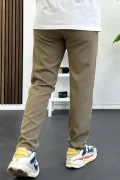 Erkek Slim Fit Beli İpli Düğmeli Pantolon Kahverengi Edw403