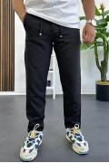Erkek Slim Fit Beli İpli Düğmeli Pantolon Siyah Edw403