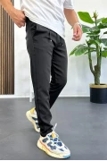 Erkek Slim Fit Beli İpli Düğmeli Pantolon Siyah Edw403