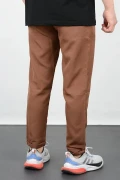 Erkek Slim Fit Beli Lastikli Double Paça Jogger Pantolon Kahverengi Edw073