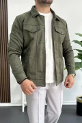 Erkek Slim Fit Cepli Nubuk Ceket Yeşil Edw081