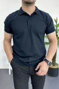 Erkek Slim Fit Düz Renk Pamuklu Soft Polo Tişört Lacivert Edw365