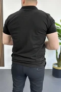 Erkek Slim Fit Düz Renk Pamuklu Soft Polo Tişört Siyah Edw365