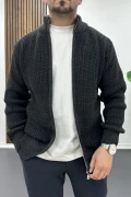 Erkek Slim Fit Fermuarlı Hırka Antrasit Edw434
