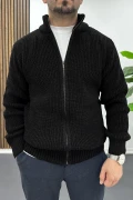 Erkek Slim Fit Fermuarlı Hırka Siyah Edw434