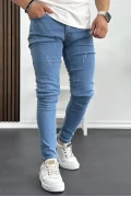 Erkek Skinny Ekstra Dar Jean Pantolon Açık Mavi Edw074