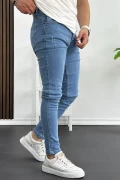 Erkek Skinny Ekstra Dar Jean Pantolon Açık Mavi Edw074