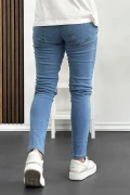Erkek Skinny Ekstra Dar Jean Pantolon Açık Mavi Edw074