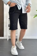 Erkek Slim Fit Likralı Kot Şort Siyah Edw166