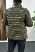 Erkek Slim Fit Parlak Şişme Mont Yeşil Edw435