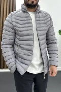 Erkek Slim Fit Şişme Mont Gri Edw435