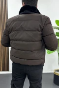 Erkek Slim Fit Soft Deri Mont Kahverengi Edw440