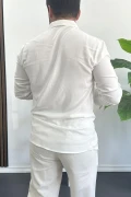 Erkek Viskon Kumaş Uzun Kollu Gömlek Beyaz Edw391