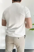 Erkek Yarım Fermuarlı Polo Yaka Tişört Beyaz Edw257