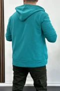 Kapüşonlu 3 İplik Şardonsuz Hırka Turkuaz Edw223