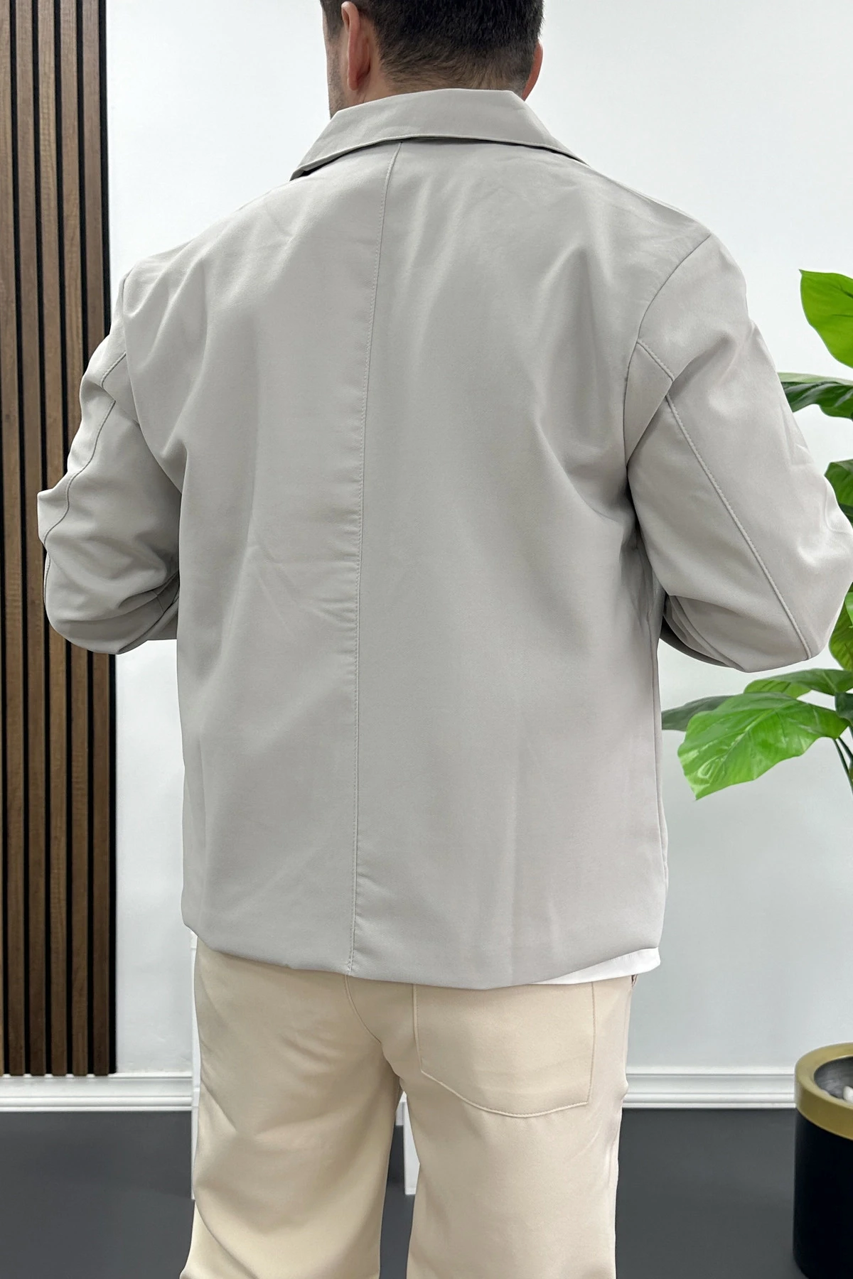 Erkek Normal Kalıp İnce Mevsimlik Ceket Gri Edw445