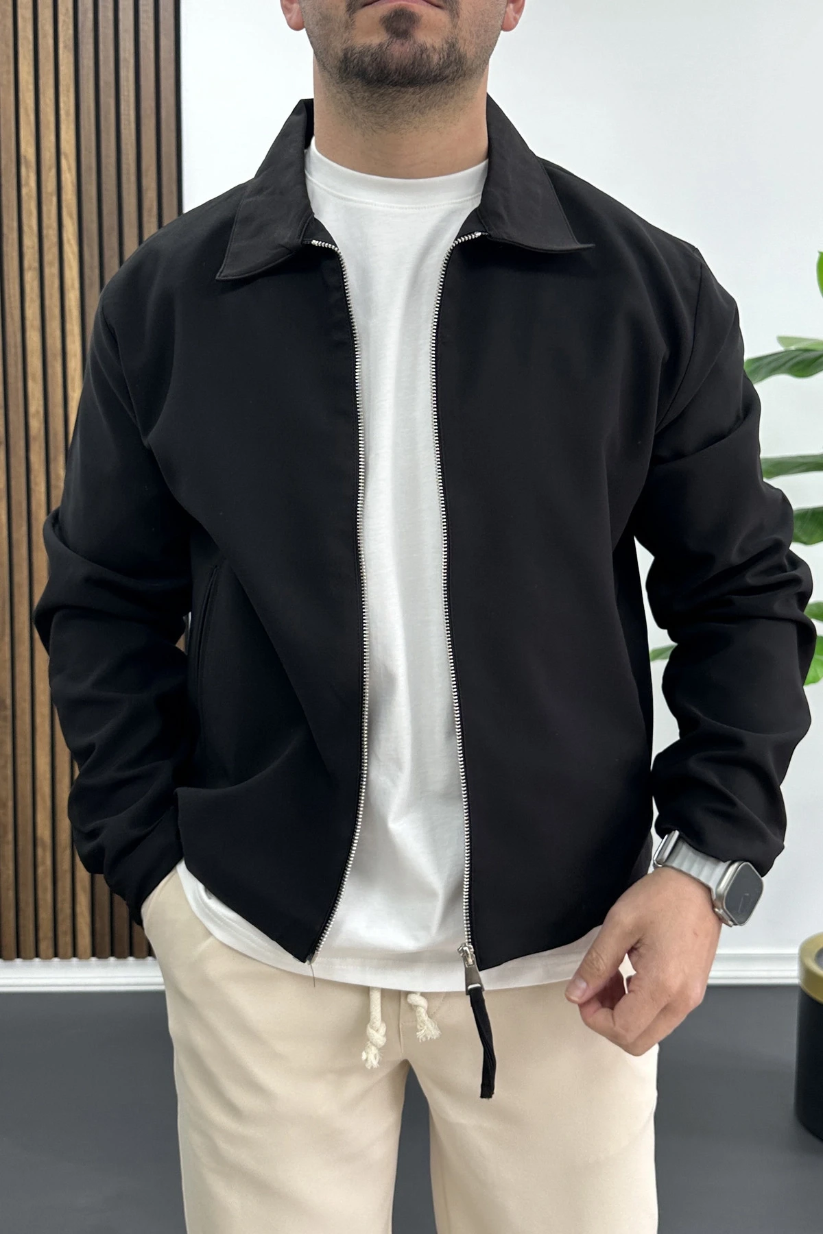 Erkek Normal Kalıp İnce Mevsimlik Ceket Siyah Edw445