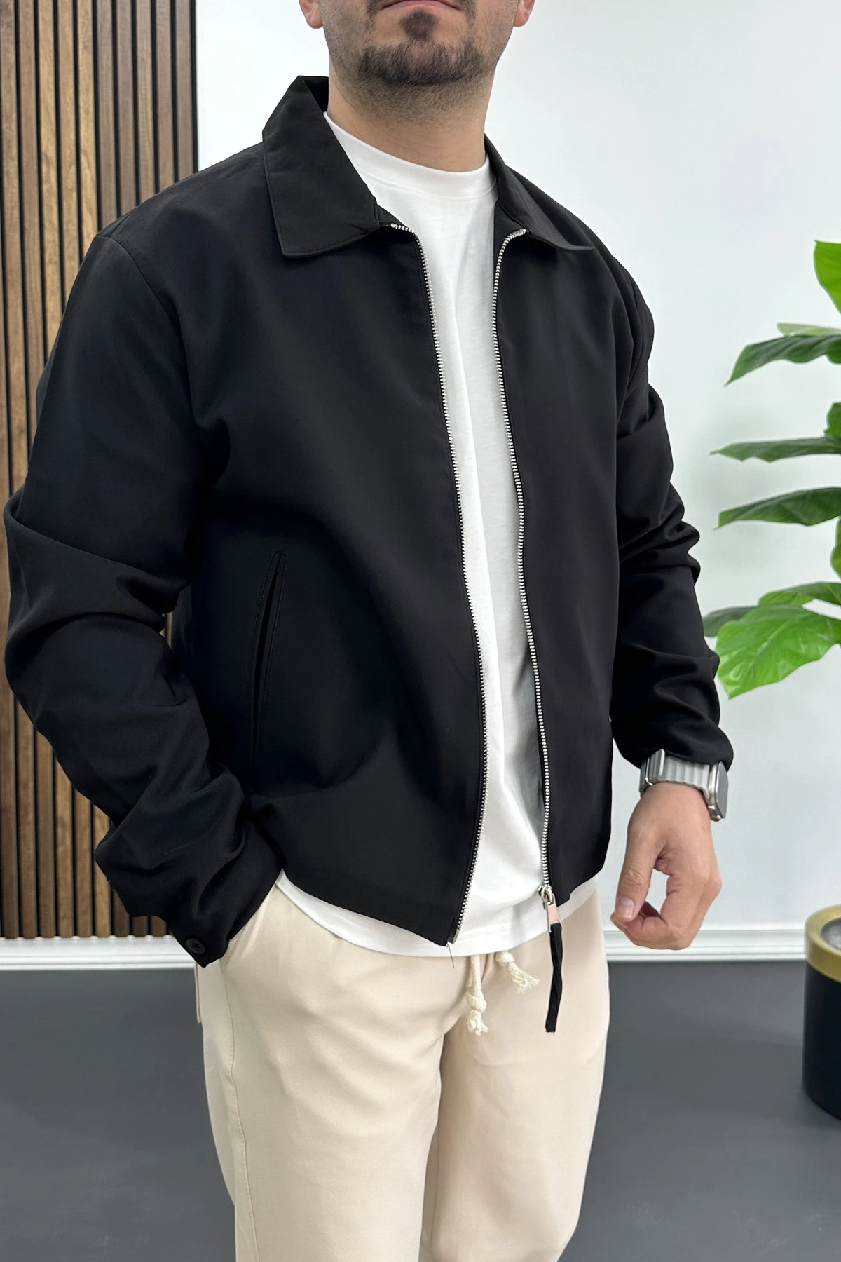 Erkek Normal Kalıp İnce Mevsimlik Ceket Siyah Edw445