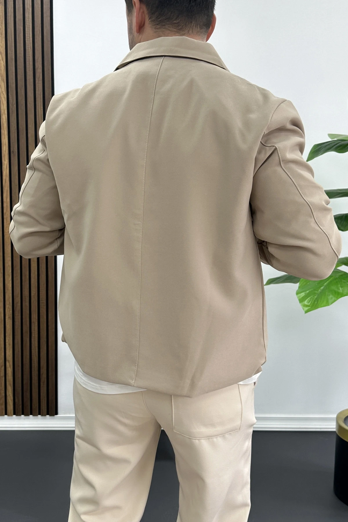 Erkek Normal Kalıp İnce Mevsimlik Ceket Vizon Edw445