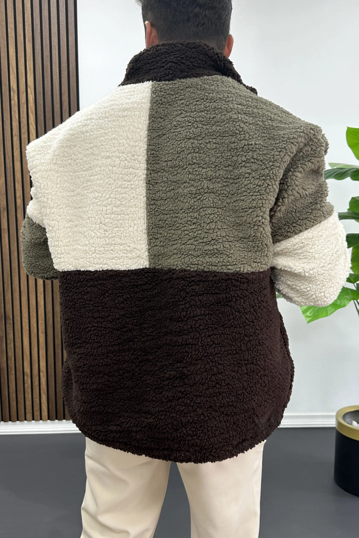 Erkek Tam Oversize Geniş Kalıp Peluş Mont Edw446