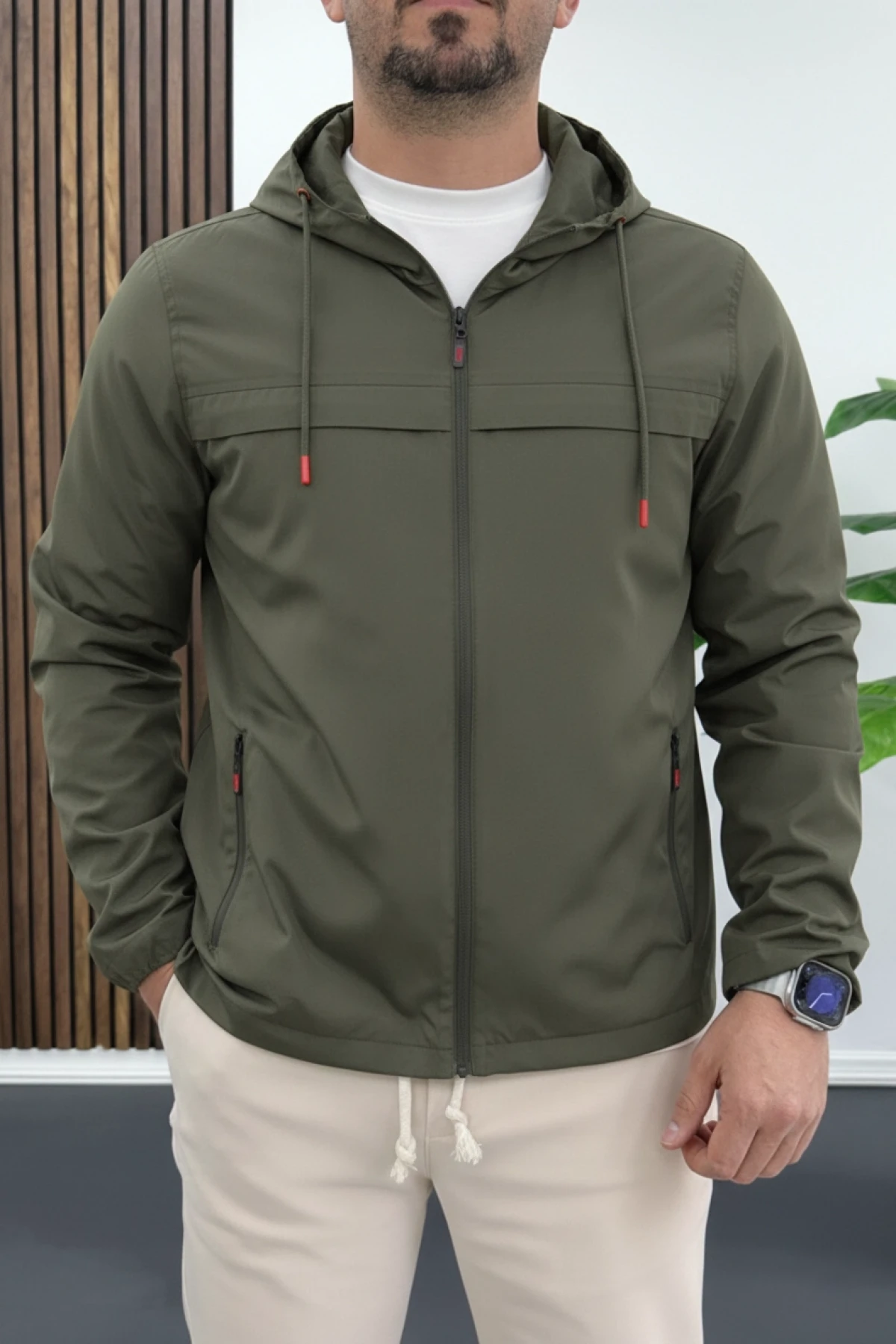 Erkek Yağmur ve Suya Dayanıklı Yağmurluk Mevsimlik Mont Yeşil Edw084