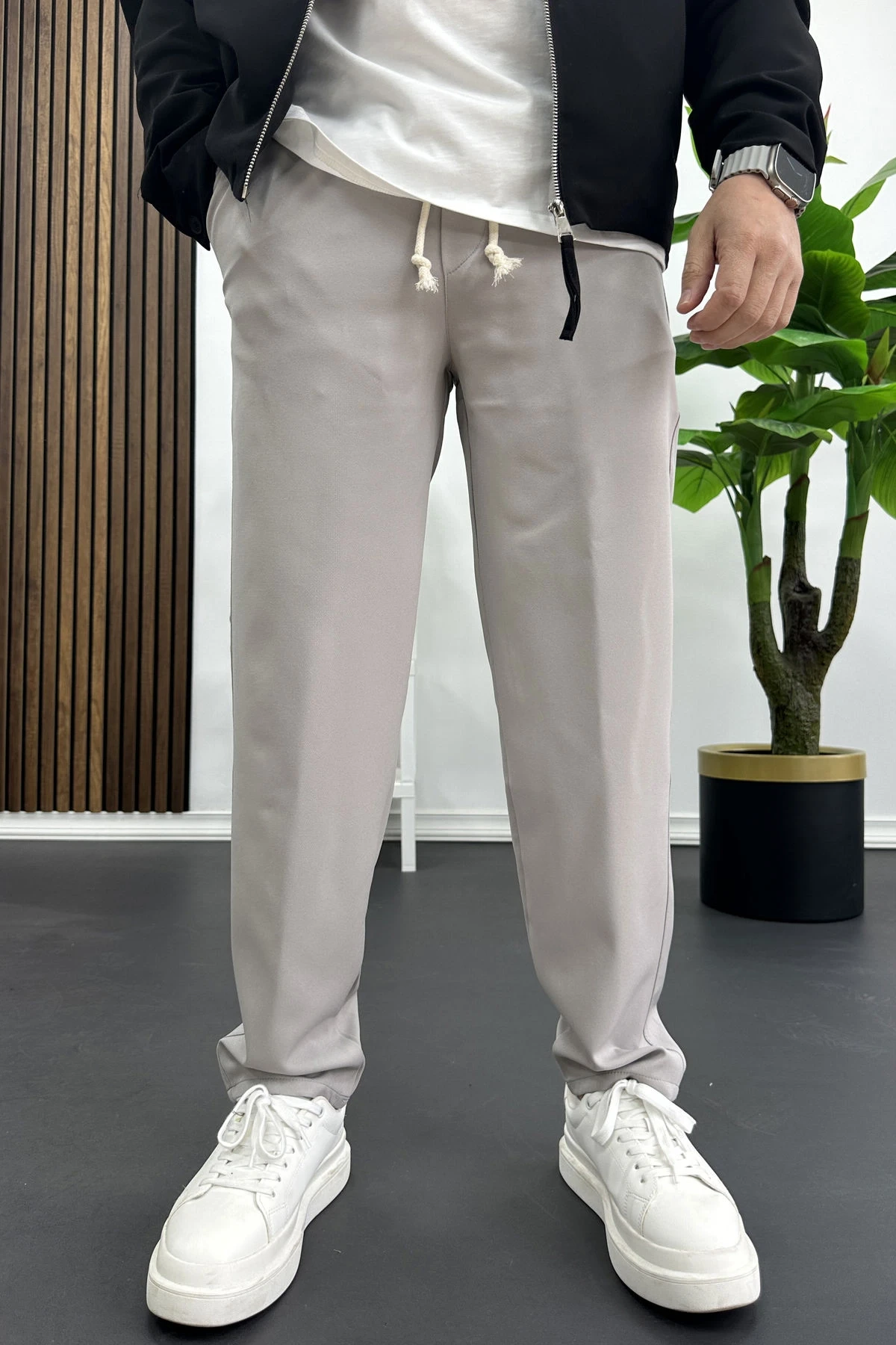 Erkek Düz Jogger Pantolon Gri Edw451