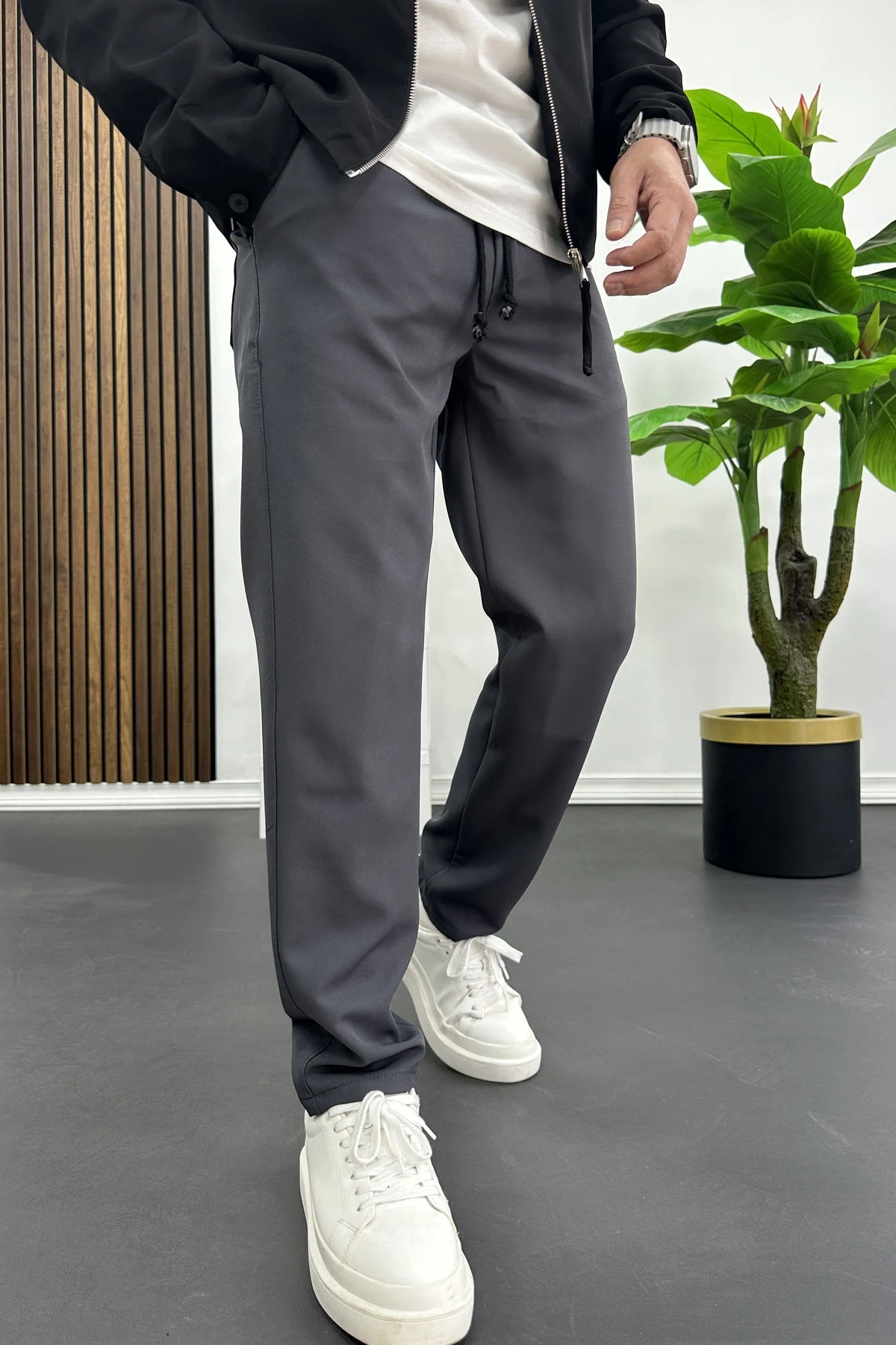 Erkek Düz Jogger Pantolon Antrasit Edw451