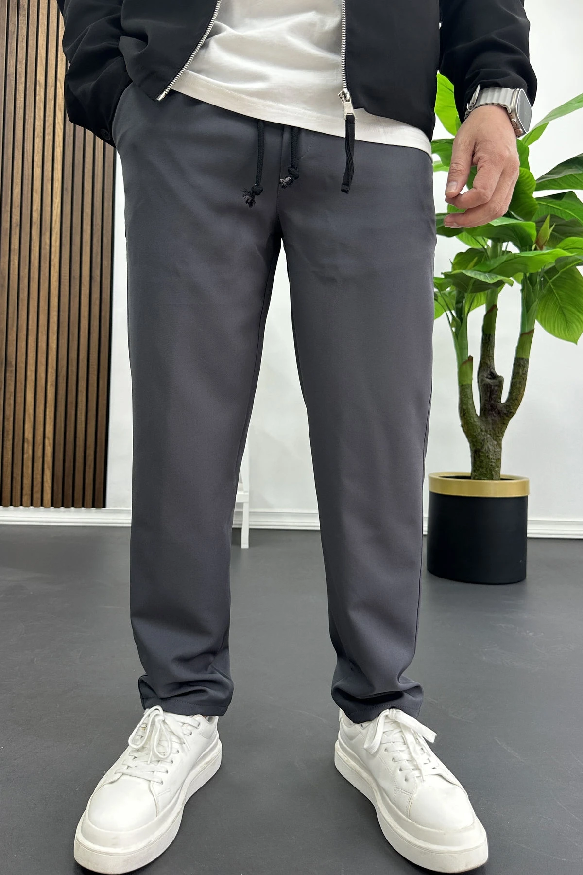 Erkek Düz Jogger Pantolon Antrasit Edw451