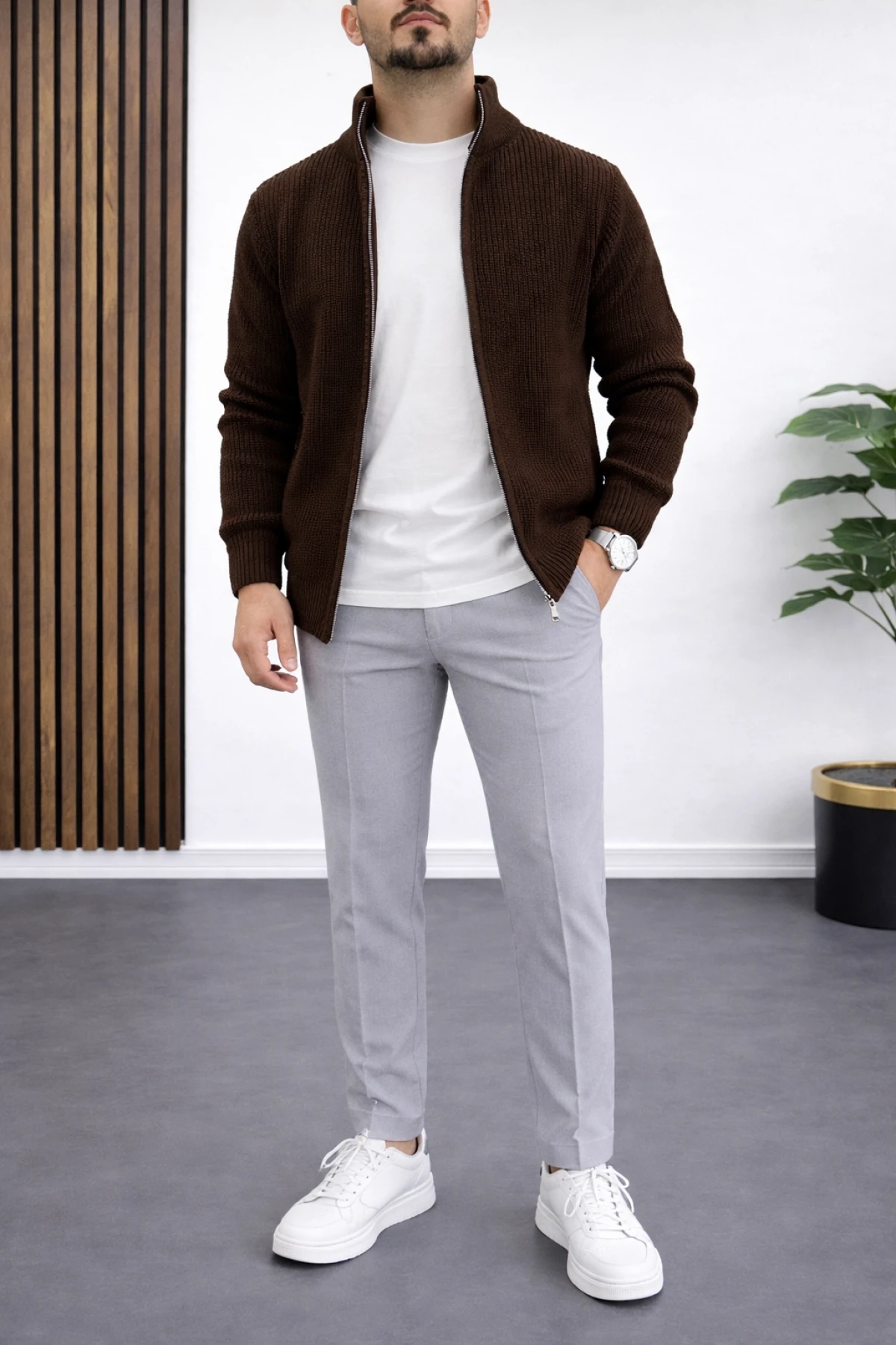 Erkek Hırka Tişört Pantolon 3lü Takım T2 Edw465