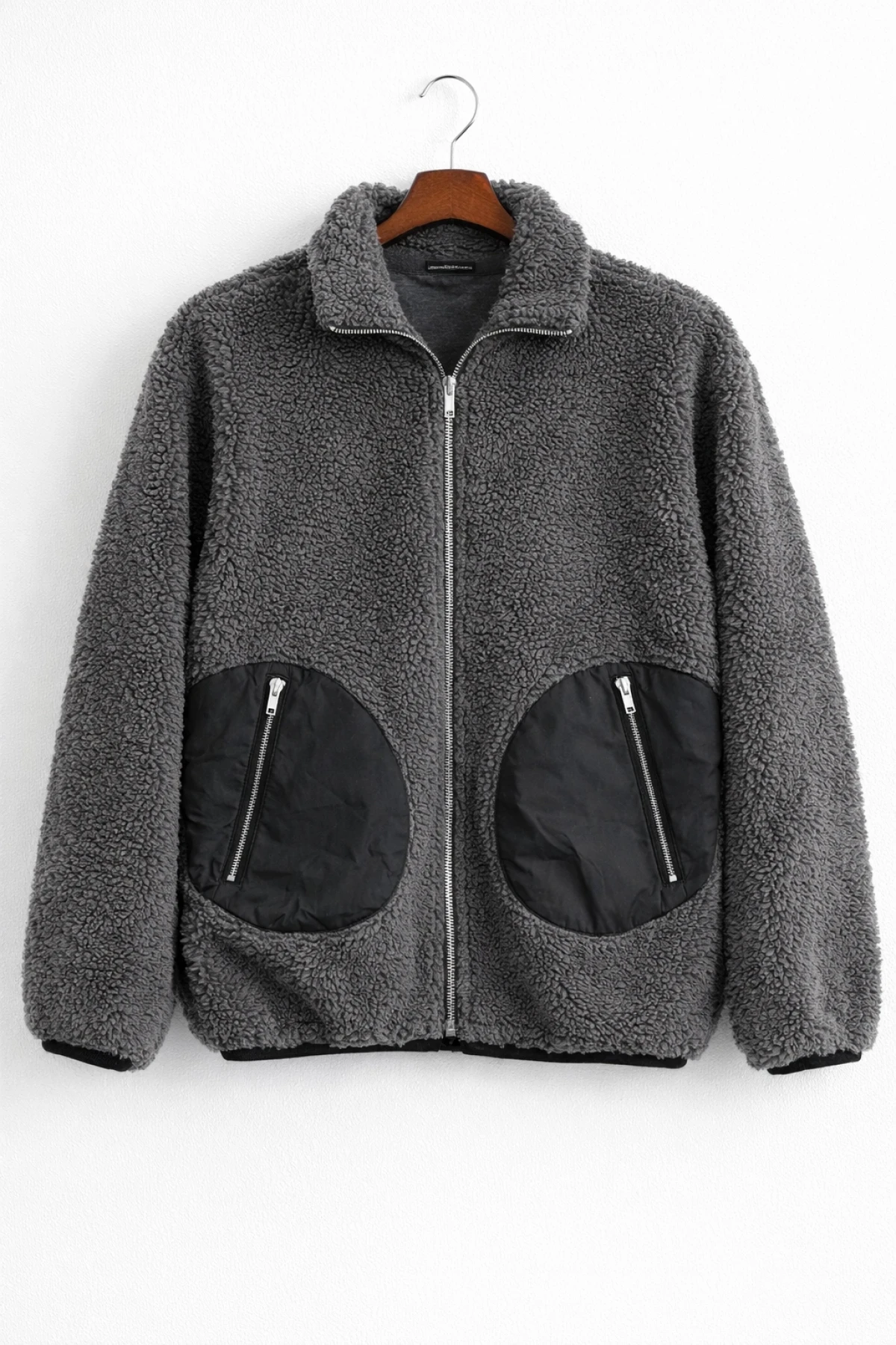 Erkek Cep Detaylı Peluş Hırka Füme Edw432