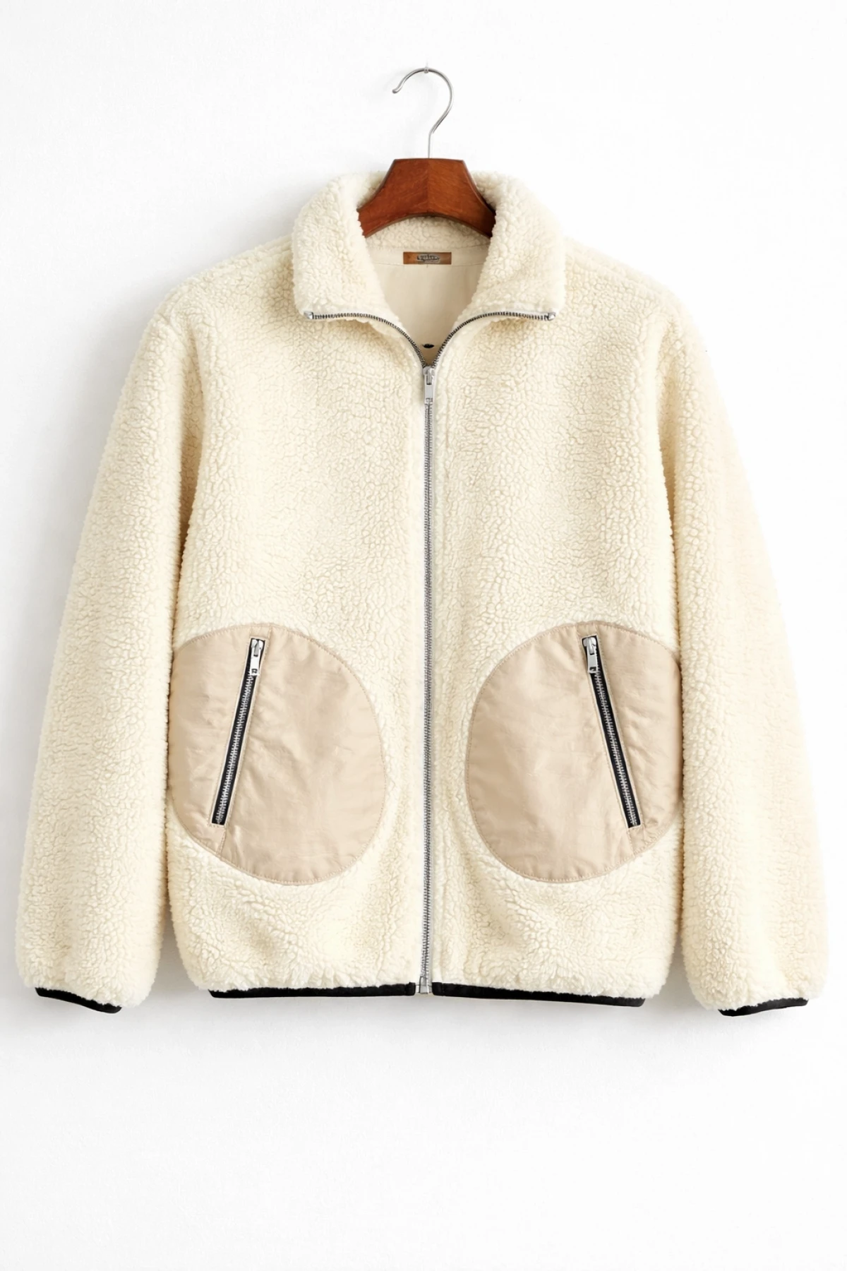 Erkek Cep Detaylı Peluş Hırka Krem Edw432